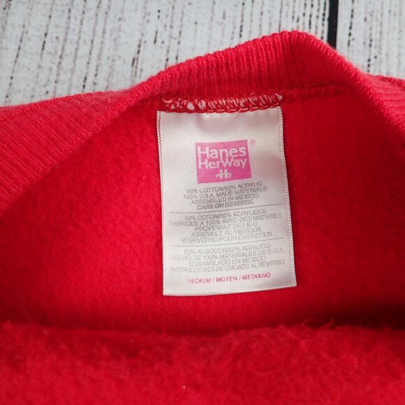 Vintage Hanes Her Way Christmas Floral Crewneck Red Sweatshirt, Women's M - Picture 3 of 8